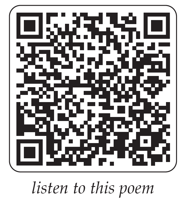 QR code linking to an audio recording of Thando Fuze reading ‘we, descendants of the ageing sun’