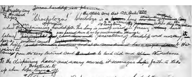 Detail from the handwritten ‘Chocholoza’ manuscript